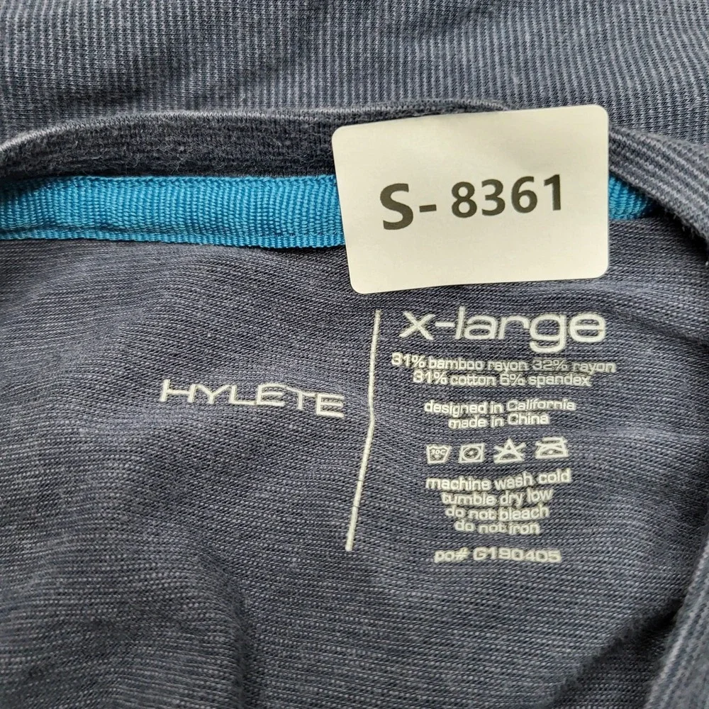 HYLETE Men Shirt X-LARGE‎ Blue Button Long Sleeve Henley